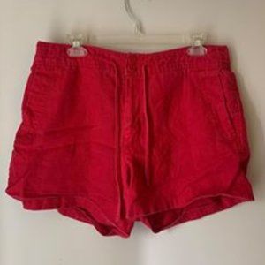 Red Linen Shorts